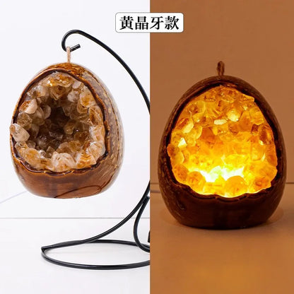 Natural Amethyst Cave Table Lamp Dinosaur Egg Bedroom LED Night Light Bedside Lamp Amethyst Flower Handicraft Home Decoration
