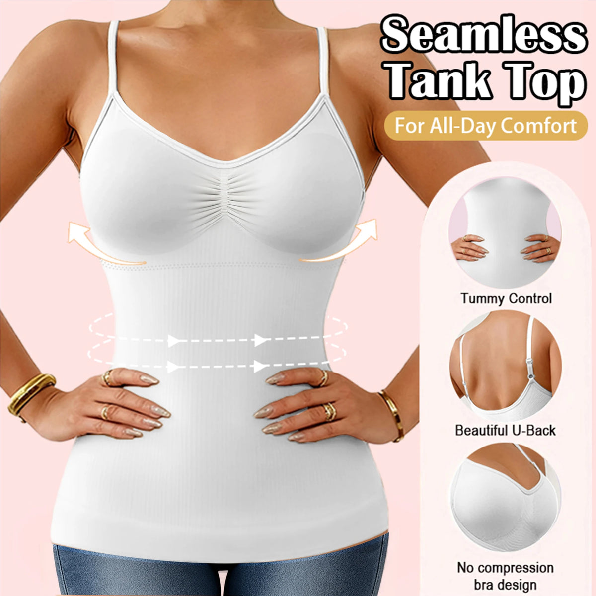 1pc Women‘s Camisole Breathable Shapewear Tops Tummy Control Built In Bra Tank Shaping Body Shaper Slimming Cami Vest Corset