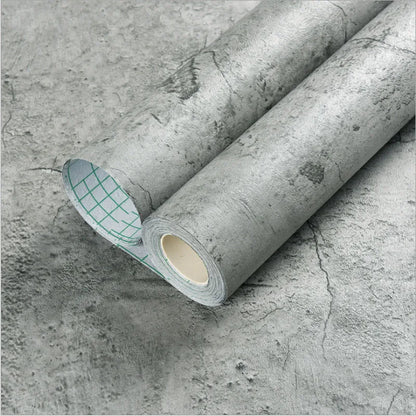 PVC Retro Cement Grey Waterproof Self-adhesive Wallpaper Hotel Cafe Library Living Room Bedroom Wall Renovation Vinyl Stickers