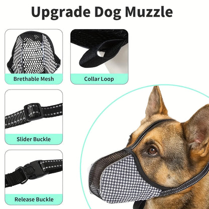 Soft Dog Muzzle for Small Large Dogs Mask Anti Biting Chewing Licking Breathable No Bark Mesh Printed Full Coverage Muzzles