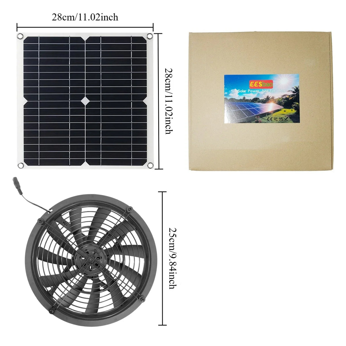 NEW 6 Inch Solar Exhaust Fan Kit Auto Ventilation Weatherproof Energy Saving for Greenhouse Dog House RV Chicken Coop Shed