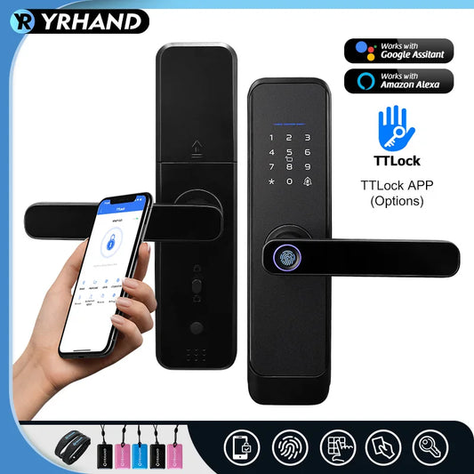 Fingerprint Lock Waterproof Wifi Remote Control Bluetooth TTLock App Card Digital Code Keyless Electronic Smart Door Lock