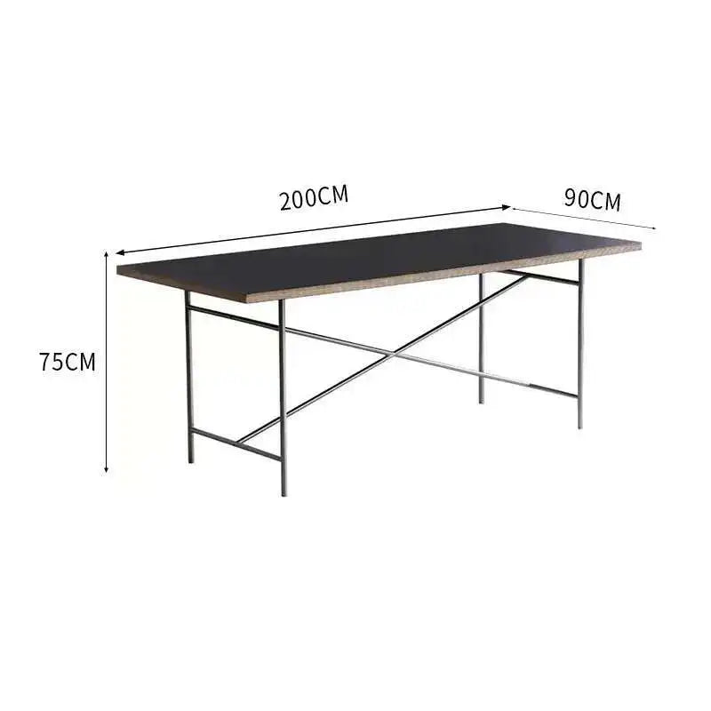 Stainless Steel Leg Rectangular Solid Wood Conference Table Office Desk Writing Living Room Table Mesa Office Furniture KMOD