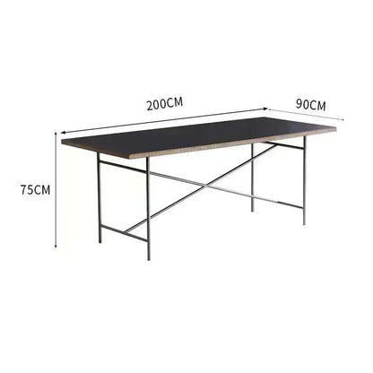 Stainless Steel Leg Rectangular Solid Wood Conference Table Office Desk Writing Living Room Table Mesa Office Furniture KMOD