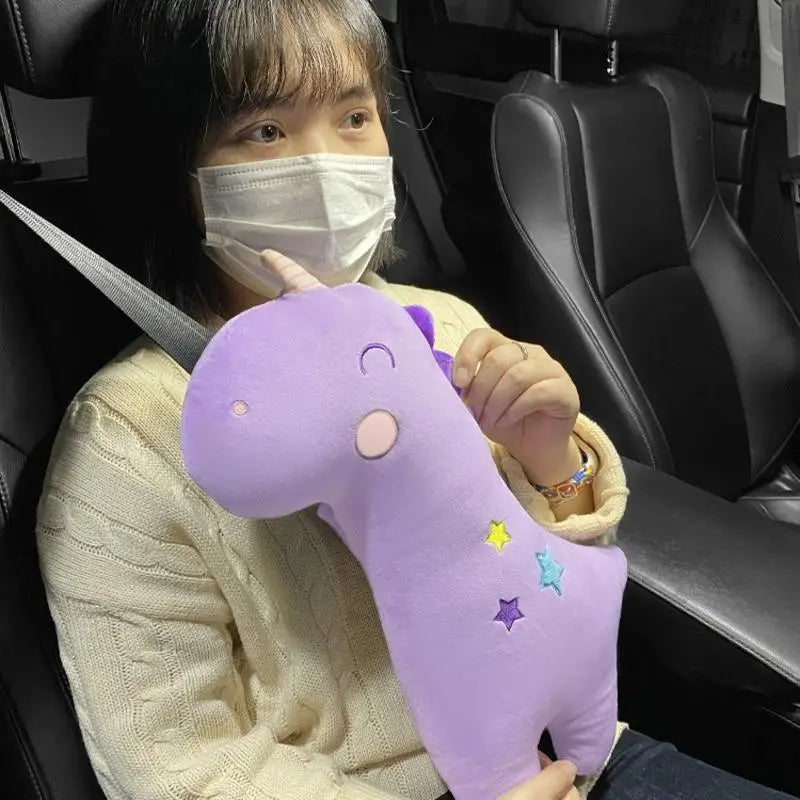 A Must - buy! Cute Dinosaur and Unicorn - shaped Car Seat Belt Shoulder Covers, Made of Plush Material, Universal for All Cars