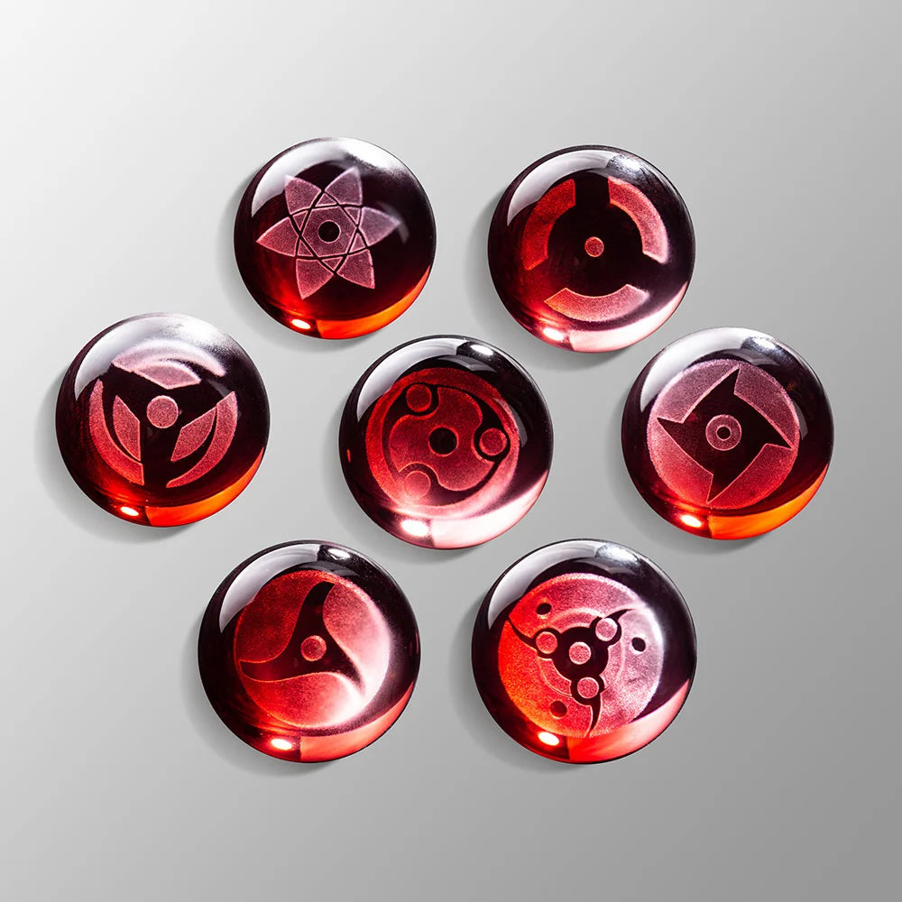 Anime Sasukes Sharingans Crystal Ball With Led Base 7pcs Creative Ornament Desktop Figure Lights Japan Ninjas Fans Birthday Gift