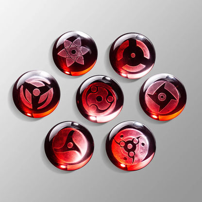 Anime Sasukes Sharingans Crystal Ball With Led Base 7pcs Creative Ornament Desktop Figure Lights Japan Ninjas Fans Birthday Gift