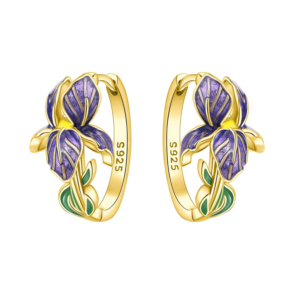 PANPOKI Original 925 Sterling Silver Beautiful Tulip Flower Earrings Women Hoop Earring Anniversary Jewelry Trendy Gifts