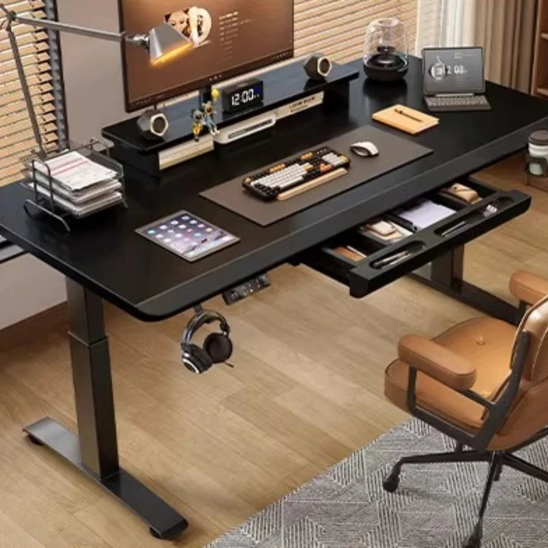 Solid wood electric lifting table with drawers computer table home gaming desk table workbench office desks and workstations