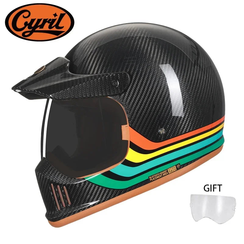 Full Face Motorcycle Helmet Lightweight Carbon Fiber Helmet Racing for Men Women DOT Ece-R22/05 Approved CYRIL FF380