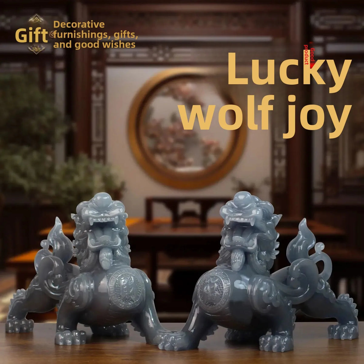 Ink Jade Pixiu Ornaments Pair of Living Room Wine Cabinet TV Cabinet Hallway Decorations Good Lucky New Arrival Advanced Gifts
