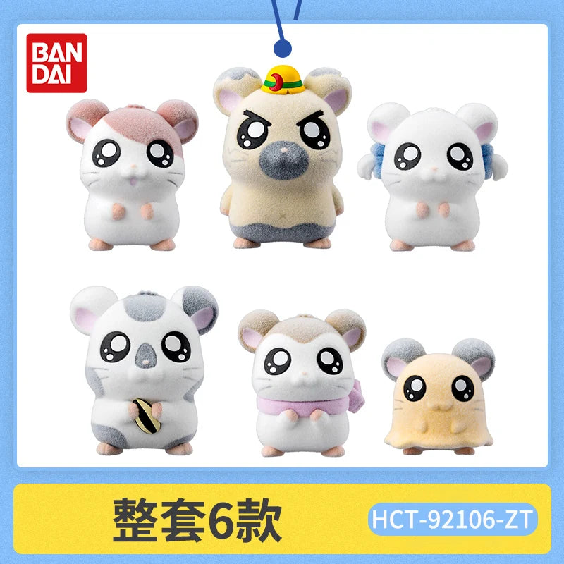 Bandai Genuine Hamtaro Hamster Collection Ornaments Anime Figure Model Kawaii Doll 6pcs Desktop Decoration Collection Toys Gifts
