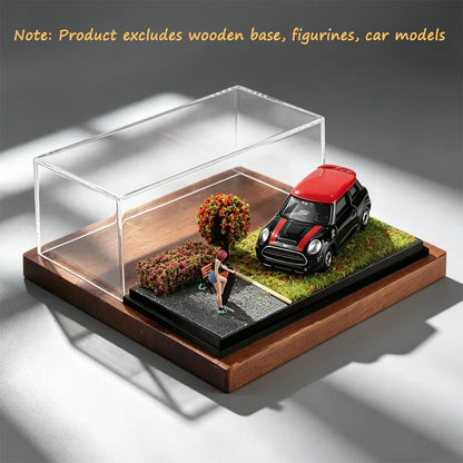 New 1:64 Car Model Scene Display Box Trendy Model Ornament Spring Summer Autumn Winter Four‑Season Grass Base Home Decorations