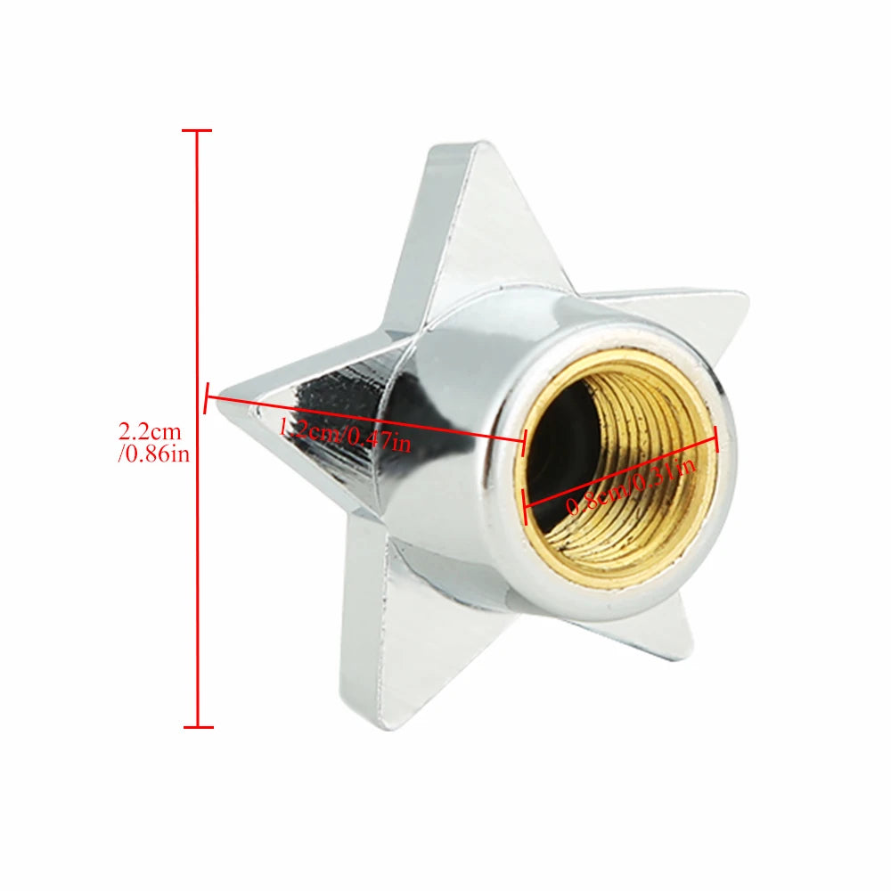 AQTQAQ 4Pcs/Set Tire Stem Valve Caps Universal Pentagram Shaped Wheel Tyre Air Valve Stem Caps Dust Covers