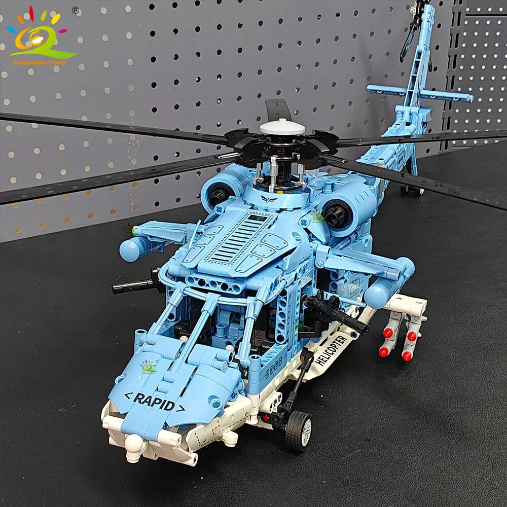 HUIQIBAO 1389PCS Military Helicopter Gunship Building Block Set for Children Airplane Bricks Toy Brick Home Decor.