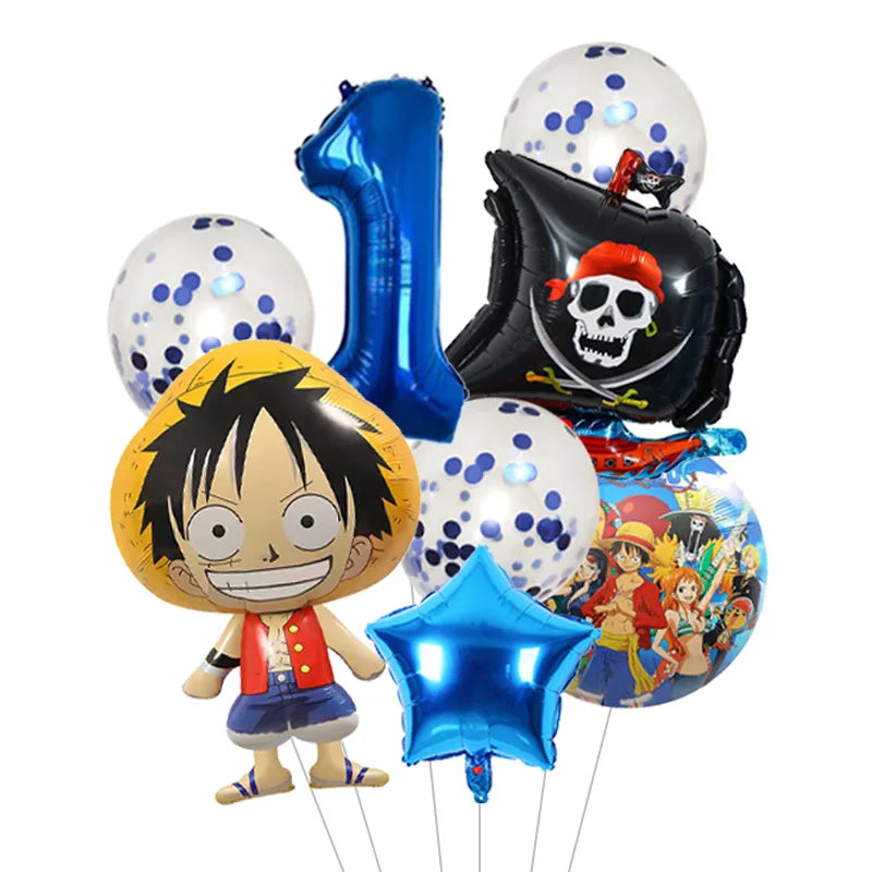 Anime One Piece Aluminum Film Balloons Luffy Shape Foil Balloon Boys Birthday Party Decoration Items