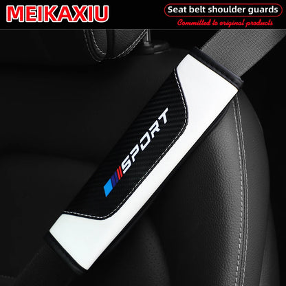 1/2PCS Women's PU Leather Carbon Fiber Sport Car Shoulder Guard Cover Seat Belt Decoration New Car Accessory