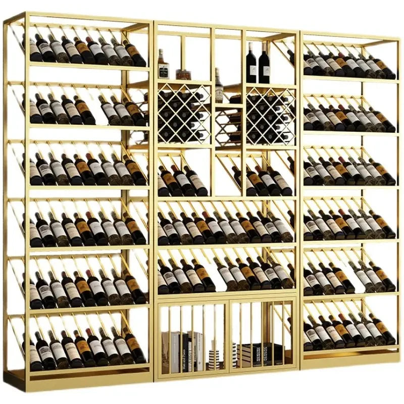 custom.Winery Floor-standing Multi-layer Metal Wine Cabinet Wine Cellar Luminous Red Wine Tea Storage Display Rack Wine