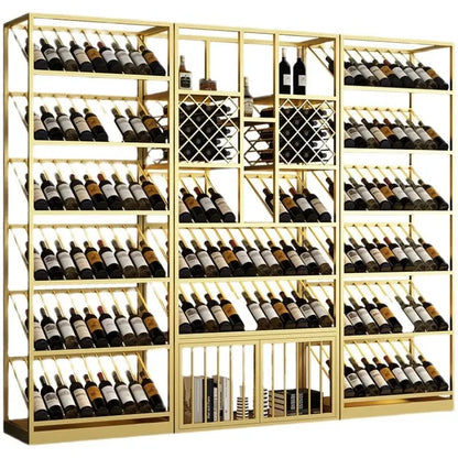 custom.Winery Floor-standing Multi-layer Metal Wine Cabinet Wine Cellar Luminous Red Wine Tea Storage Display Rack Wine