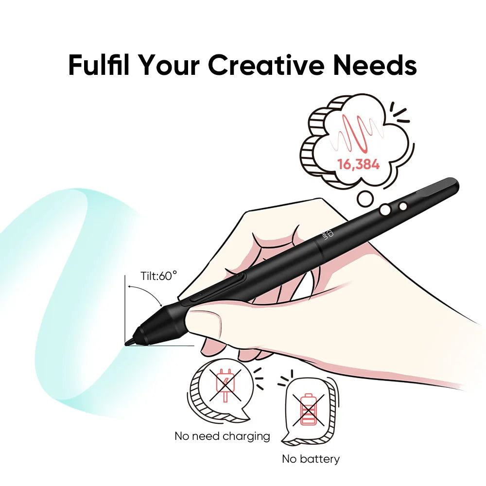 XPPen 7x4 inch Graphics Tablet 8 Express Keys 16384 Level Battery-free Digital Drawing Pen Tablet Support Android Windows Ma