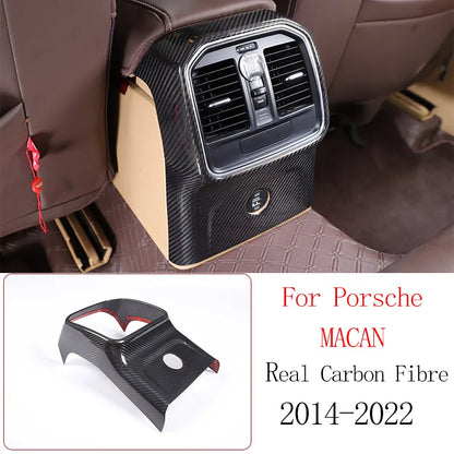 Real Carbon Fiber For Porsche Macan 2014-2020 Inner Door Central Control Gear Panel Cover Door Sill Trim Stickers Accessories