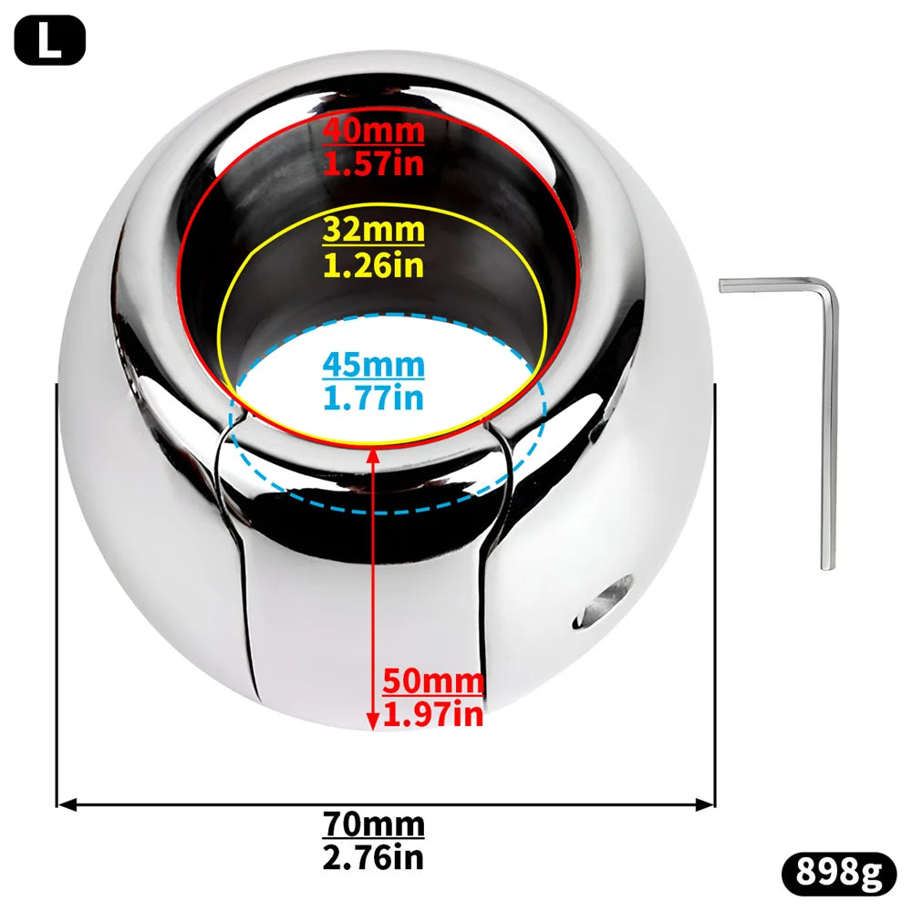 LEZEE Stainless Steel Semen Lock Rings Scrotum Drop Ring Heavy Metal Testicular Stretcher Rings Weight Hanging BDSM Cockring