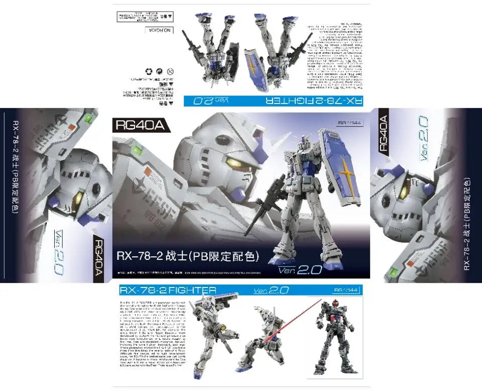 New RG 1/144 RX-78-2 2.0 Yuanzu G3 Action Figures Mech Assembly Model Kit Desktop Ornament Plastic Model Toys Collectible Gifts