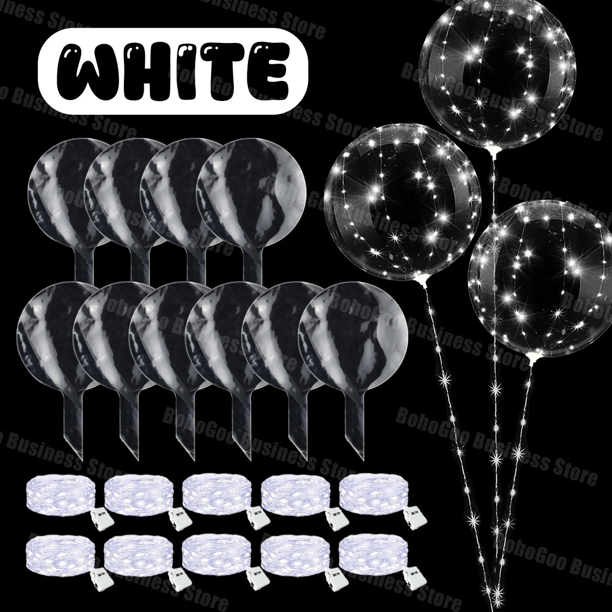 10-100Sets Led Balloons with Batteries Clear Flashing Light Up Balloon for Wedding Proposal Decor Birthday Party Outdoor Yard