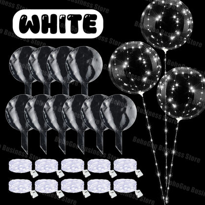 10-100Sets Led Balloons with Batteries Clear Flashing Light Up Balloon for Wedding Proposal Decor Birthday Party Outdoor Yard