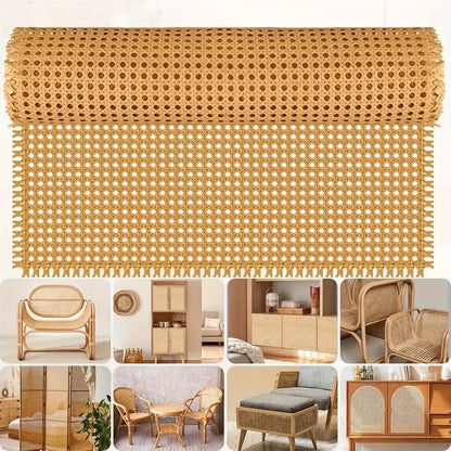 DIY Handwoven Synthetic Poly Rattan Webbing Roll Faux Cane Mesh Open Weave Plastic for Home Decor Projects