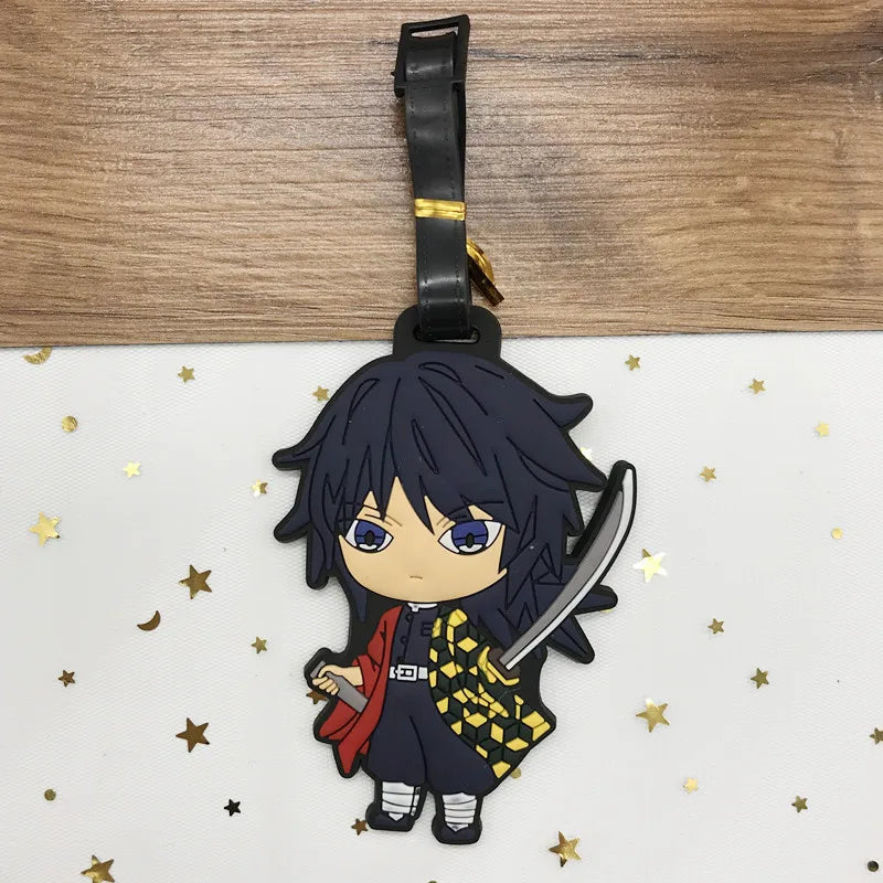 Popular "Demon Slayer" luggage tags, cartoon character design, flat mouth, easy to use, made of PVC