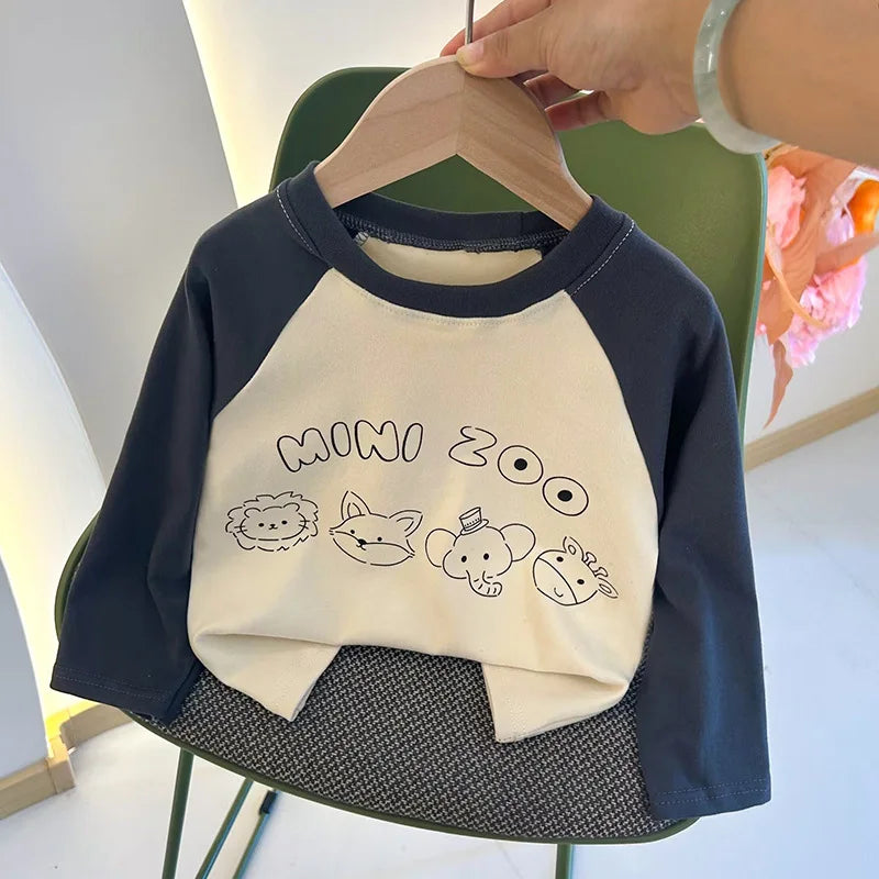 New Autumn Girls and Boys Long Sleeve T-shirt Base Shirt Letter Korean Style Children Clothing
