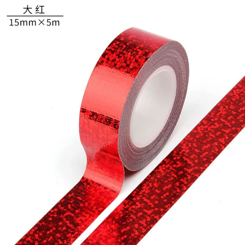 5M Laser Pattern Tape Blue Green Silver Creative Color Basic DIY Bookkeeping Decorative Material Stickers Handmade Tape