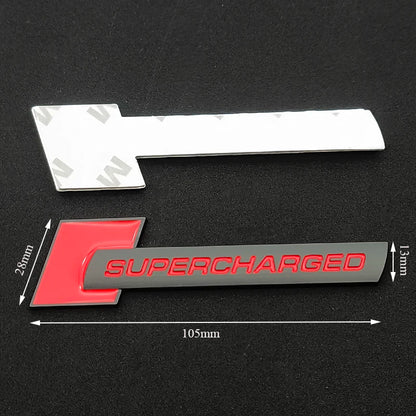 3D Metal Supercharged Logo Car Stickers Rear Trunk Fender Emblem Badge Decal For Audi A3 A4 A5 A6 A7 A8 Q3 Q5 Q7 Q8 Accessories