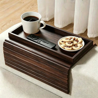 Foldable Bamboo-like Sofa Arm Tray No Assembly Needed, Anti-Dropping Cup Holder Back Anti-Slip Pad Couch Living Room Office Hold