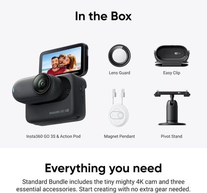 Insta360 GO 3S 4K Mini Action Camera 39g Ultra Light Portable Magnetic Camera FlowState Anti-shake 10m Waterproof Vlog Cam