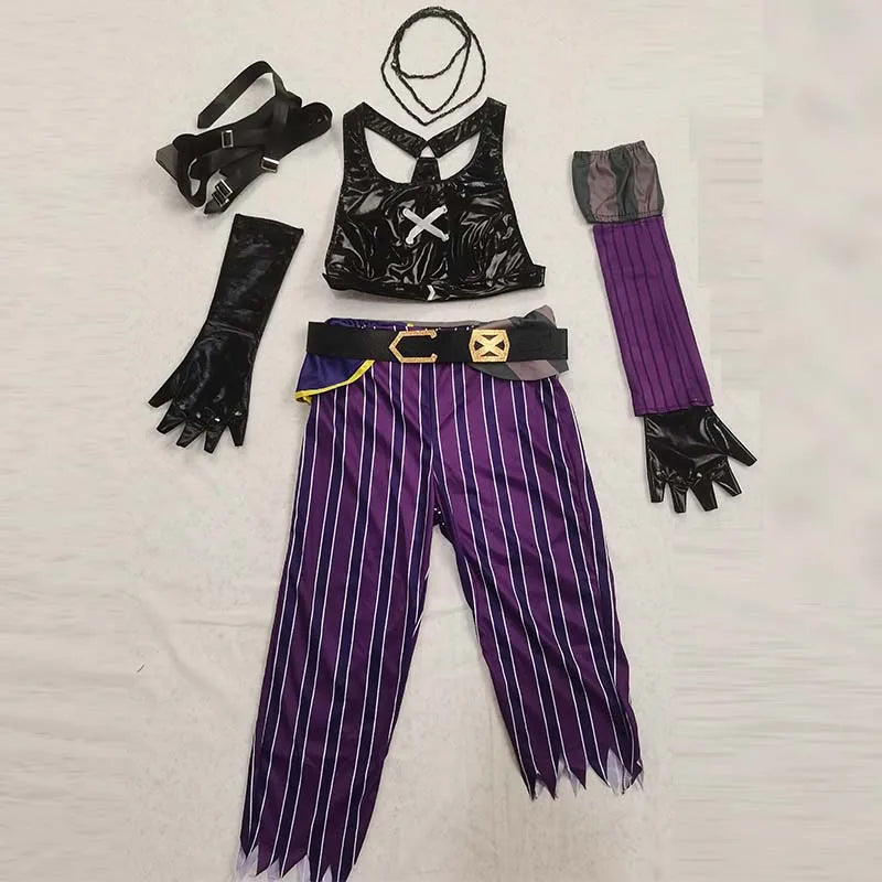 Jinx Cosplay Costume Game Arcan Women Jinx Outfits for Halloween Party Comic Con Jinxx Cospay