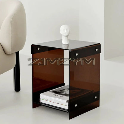 Acrylic Transparent Table Simple Bedroom Bedside Table Nordic Coffee Table Sofa Side Table Double-Deck Storage Tea Tables