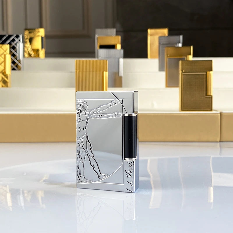 New vintage Lighter Bright Sound brass shell windproof gas lighter for cigarette men's gift