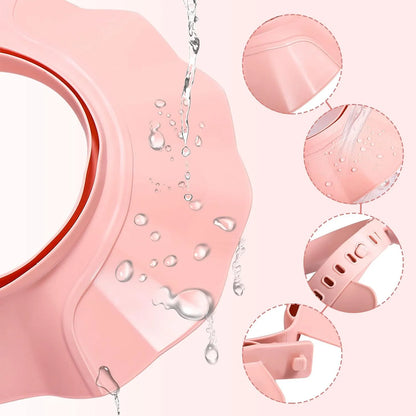1pc Baby Adjustable Shower Cap Ear Protection Safe Shampoo Bathing Soft Hat Tpe Material Reusable Multi-Functional Sun Hat