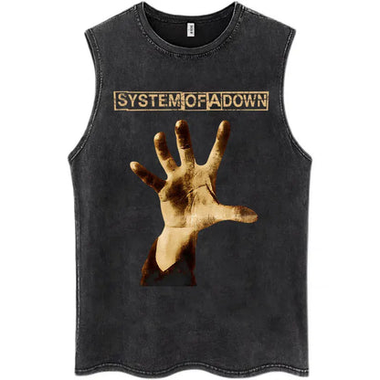 Washed Rock Band Tank Tops Men's Retro Hip Hop Sleeveless T-shirt Summer Oversized Cotton Vests Gifts Fans Gifts Streetwear Tops