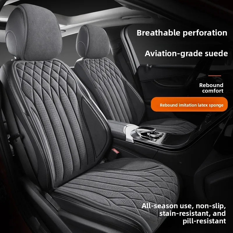 Car Suede Seat Protection Universal Car Seat Cover All Season Breathable Perforated Suede SUV Sedan Seat Cover Latex Cushion