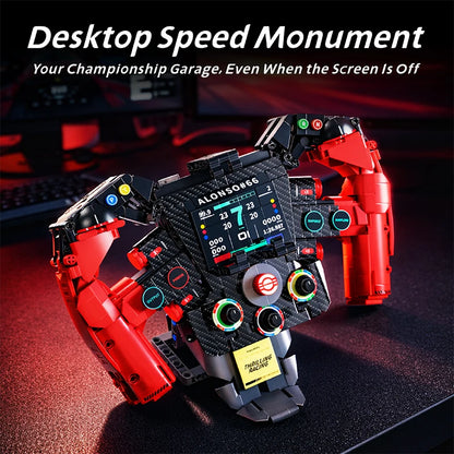 971Pcs Formula Racing Vehicle Steering Wheel MOC Blocks Super Car Model Building Toys Gifts for Adult Technical Bricks Sets