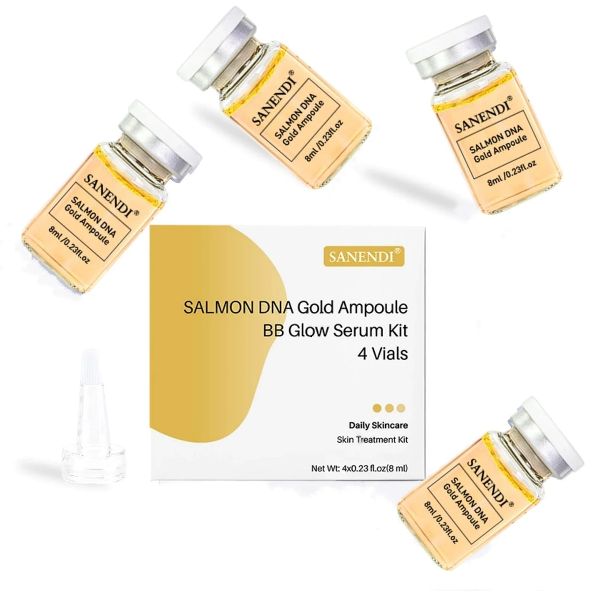4PCS Salmon DNA Gold BB Glow Kit Dr.Pen Gold Stem Cell Ampoule Foundation Starter AQUA Peptide Face Skin Care Essence 8ml