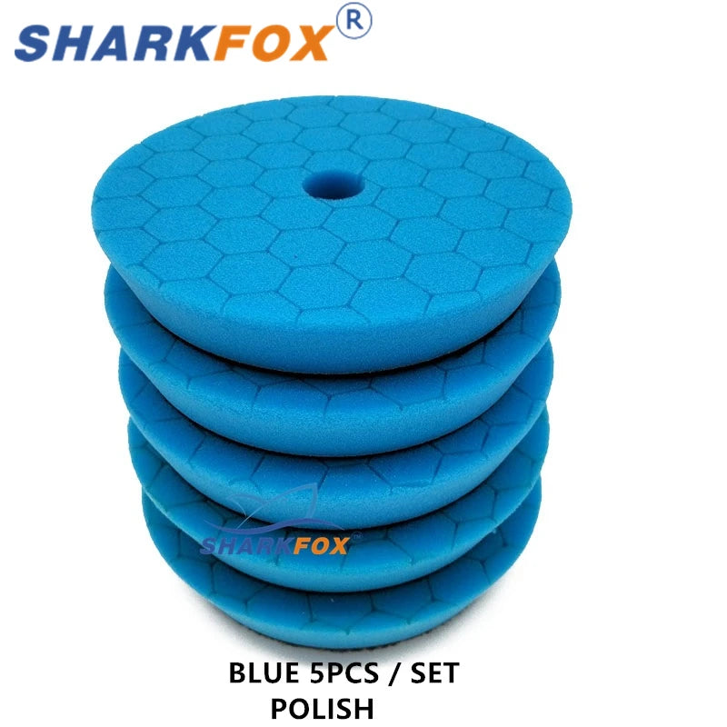 Sharkfox Polishing Pads 5/6 Inch Germany Foam Buff Sponge Pads Auto Car Buffing Pad Set for DA/RO Polisher Buffer Tools