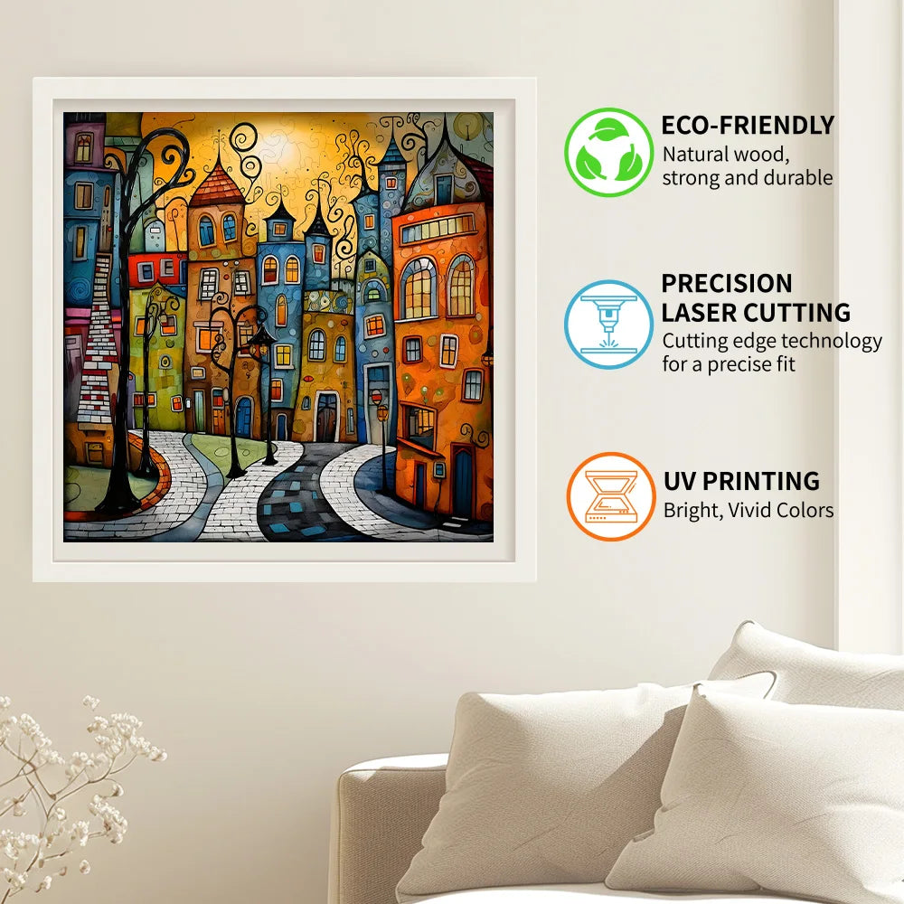 Unique Cartoon City Wooden Puzzle - Creative Irregular Shape Christmas, Birthday, and Holiday Perfect Gift  Suitable for Friends