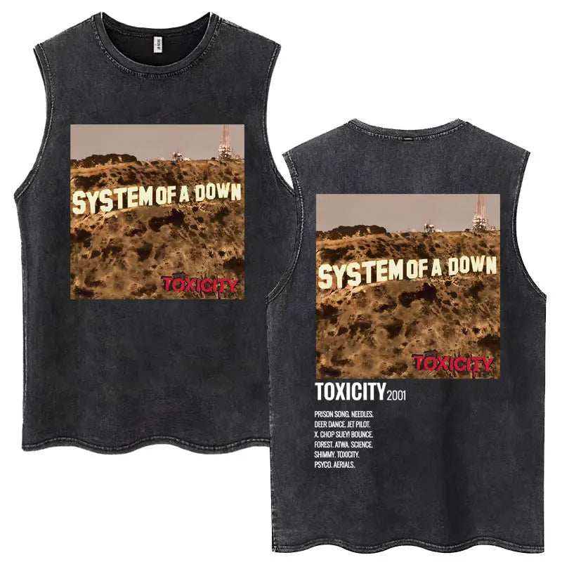 Washed Rock Band Tank Tops Men's Retro Hip Hop Sleeveless T-shirt Summer Oversized Cotton Vests Gifts Fans Gifts Streetwear Tops