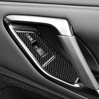 Carbon Fiber Trim  For Nissan GTR R35 2008-2016 Door Window Lifter Button Switch Control Panel Cover StickerCar Interior Styling