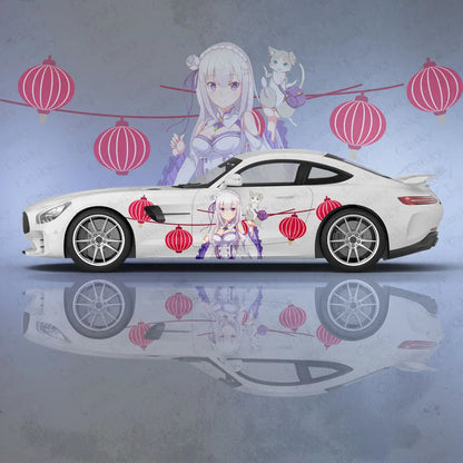 Emilia Re Zero Anime Girl Car Body Stickers Anime Itasha Car Side Decal Sticker Car Body Sticker Car Body Decoration Stickers