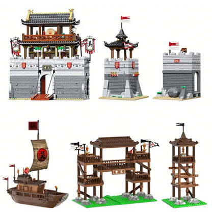 DECOOL Three Kingdoms Camp Watchtower Building Blocks Ancient Main City Ancient Warships Military Bricks Toys For Boys Kid Gifts